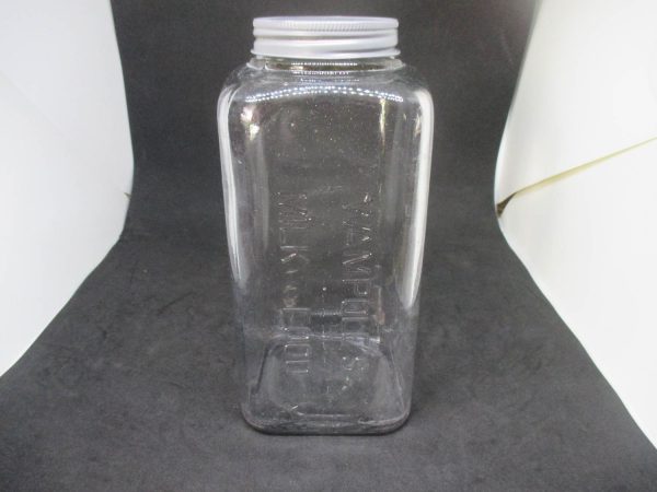 1880's Glass Canning Jar Wampole's Milk Food Cottage Farmhouse Collectible Display marbles buttons storage apothecary kitchen Square 9" tall