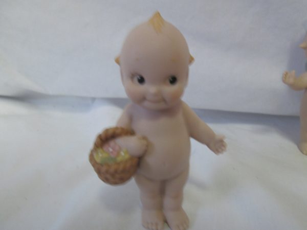 1991 Vintage Kewpie Doll Fine Porcelain Figurine Jesco Baby with Flower basket Fine Quality Cupid with blue wings praying