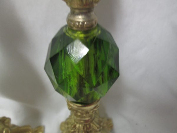 A Beautiful pair of Mid Century Green Lucite Candlestick holders
