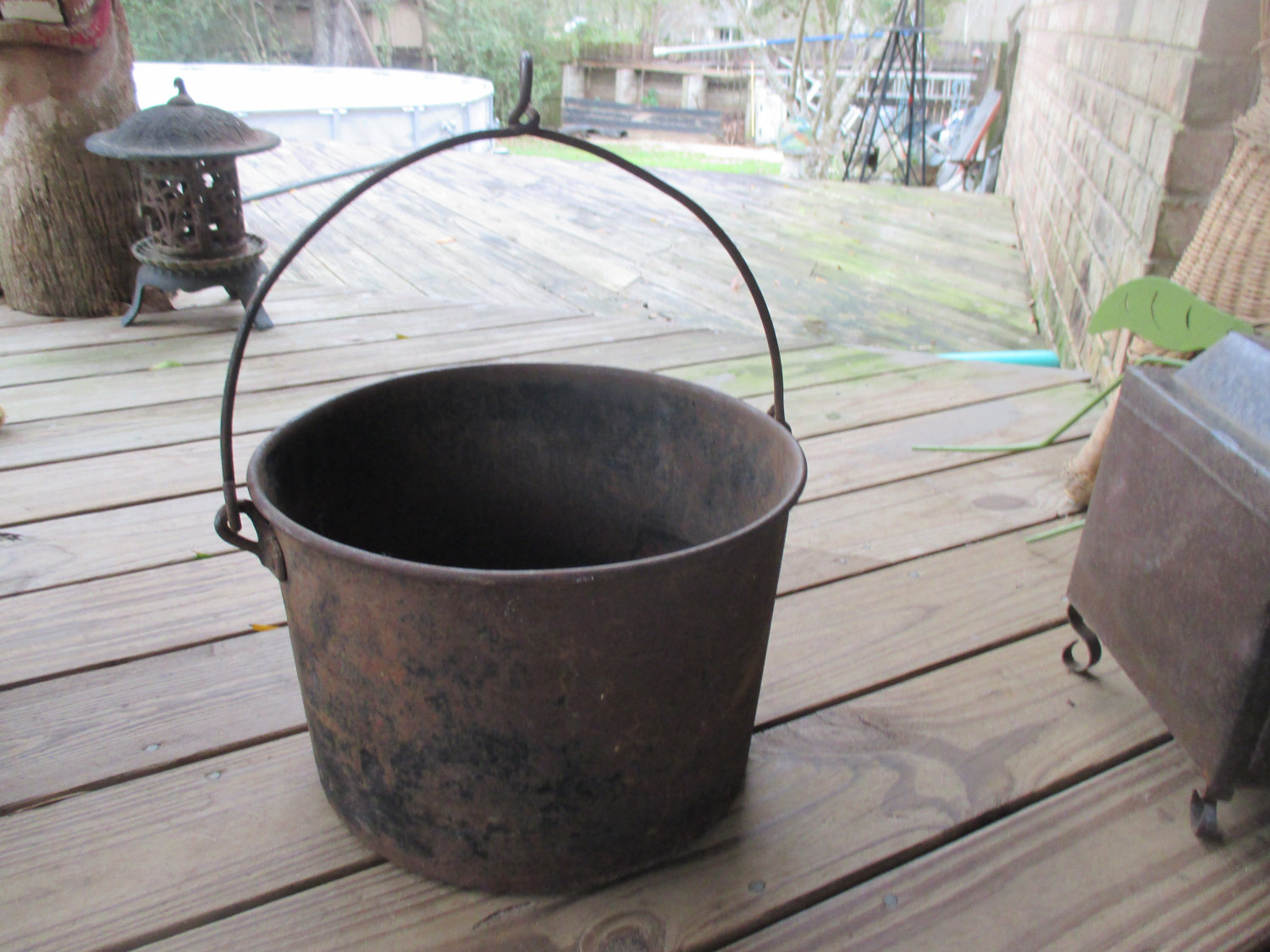 Antique Cast Iron Kettle Cauldron Cowboy Camp Fire Reenactment