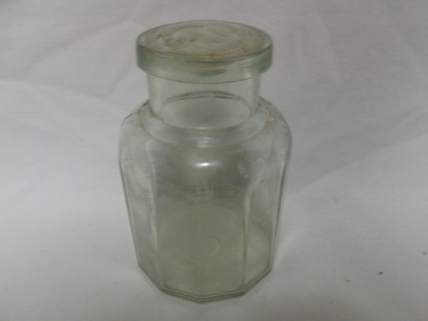 Antique Medical Apothecary Small Jar 1898 with lid nice condition paneled design pharmacy hospital dental pharmaceutical glass