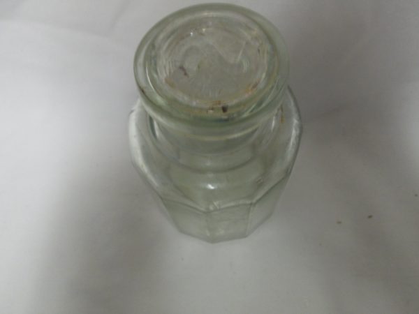 Antique Medical Apothecary Small Jar 1898 with lid nice condition paneled design pharmacy hospital dental pharmaceutical glass