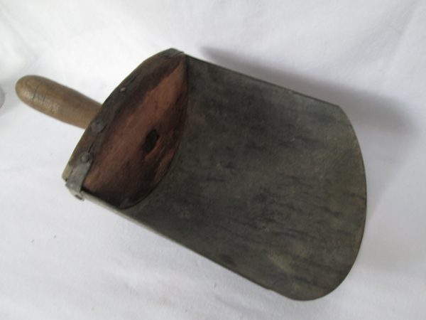 Antique Wooden Hand made Scoop wooden handle galvanized metal scoop primitive Mercantile scoop