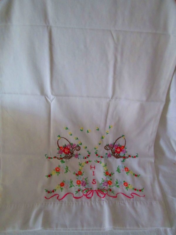 Beautiful Detailed His Embroidered pillowcase single All embroidered work done by hand