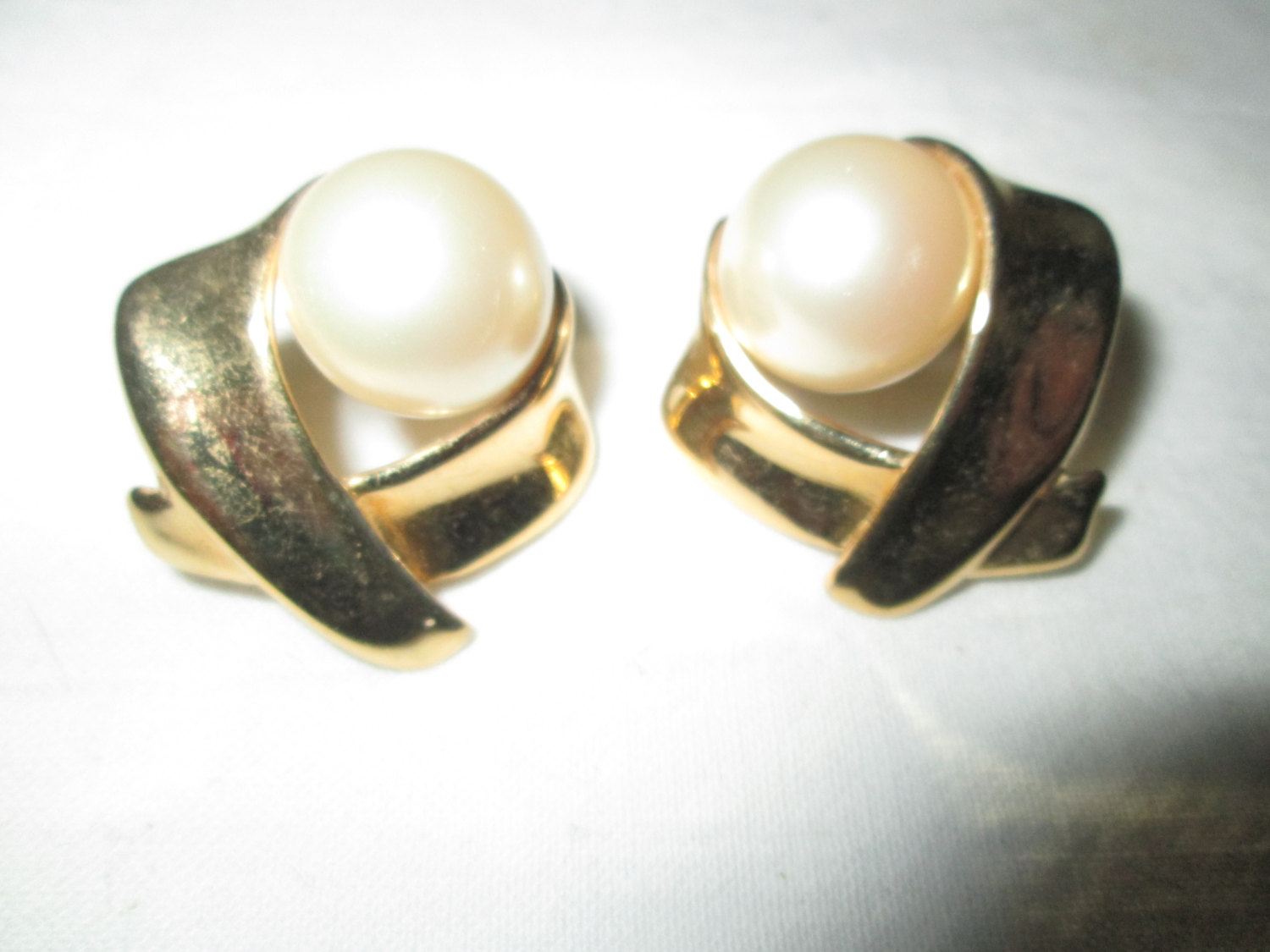 Beautiful Gold tone earrings Pierced Marvella Golg X pattern with Large ...