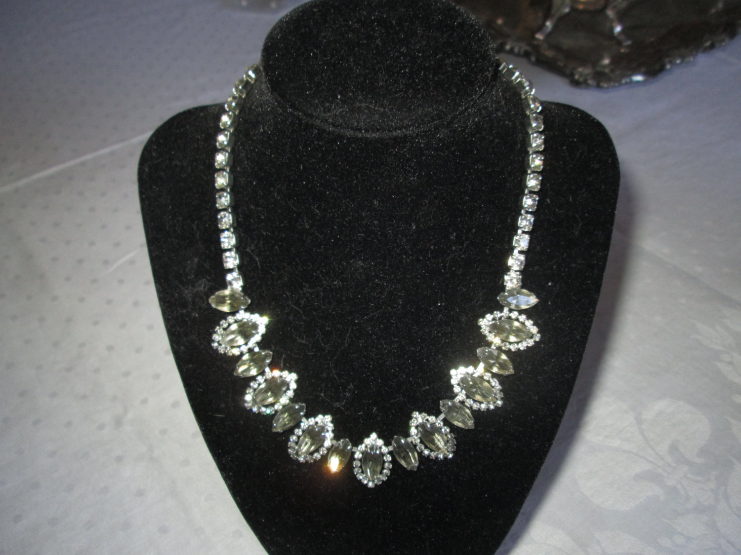 beautiful silver tone and rhinestone necklace rhodium plated with smokey topaz and rhinestones vintage true weiss vintage jewelry 5949f66f1