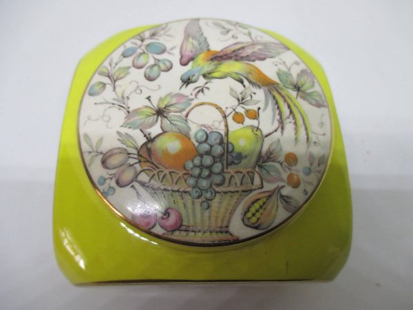Beautiful Vintage Covered Trinket box dish bowl Carltonware England Fruit Flowers Bird Great design and coloring