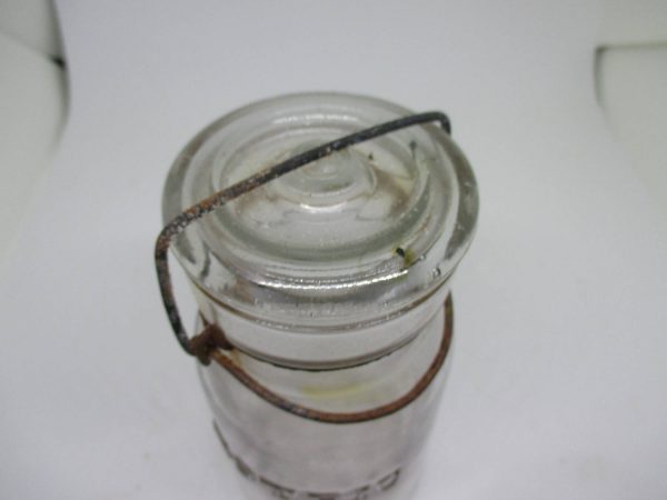 Fantastic 1890's Glass Canning Jar glass lid bail wire Leotric Cottage Farmhouse Collectible Display marbles buttons storage apothecary
