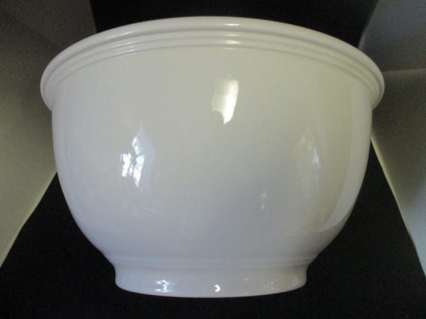 Large Pottery Mixing Bowl White Unmarked farmhouse cottage shabby chic collectible display rustic primitive kitchen decor