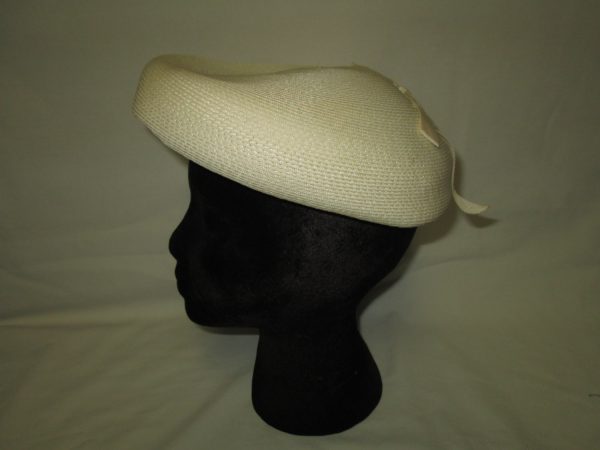 Vintage 1940's Valerie modes Original Pillbox style hat size Large 23 Ivory Straw hat Summer hat