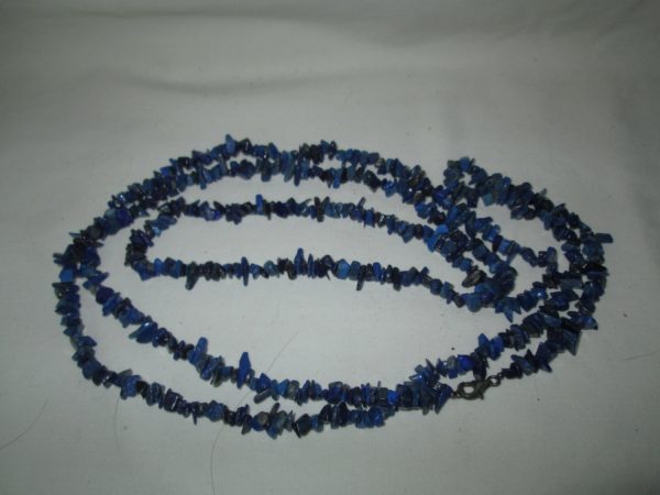 Vintage 58" Blue Lapis Necklace Sterling silver clasp can be worn as double or triple strand Varied shades of blue