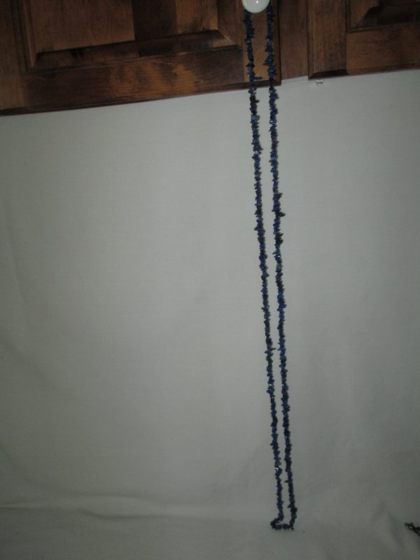 Vintage 58" Blue Lapis Necklace Sterling silver clasp can be worn as double or triple strand Varied shades of blue