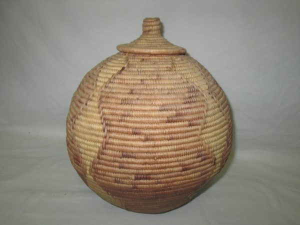 Vintage African Handmade Basket Large with Lid Estate Sale find 1960's Very nice piece 30" around