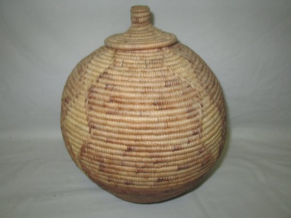 Vintage African Handmade Basket Large with Lid Estate Sale find 1960's Very nice piece 30" around