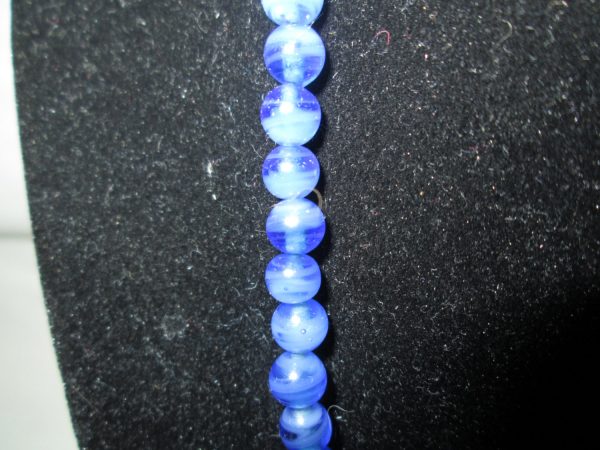 Vintage Blue Lapis Polished Bead Necklace Varied Colors Brass barrel claps