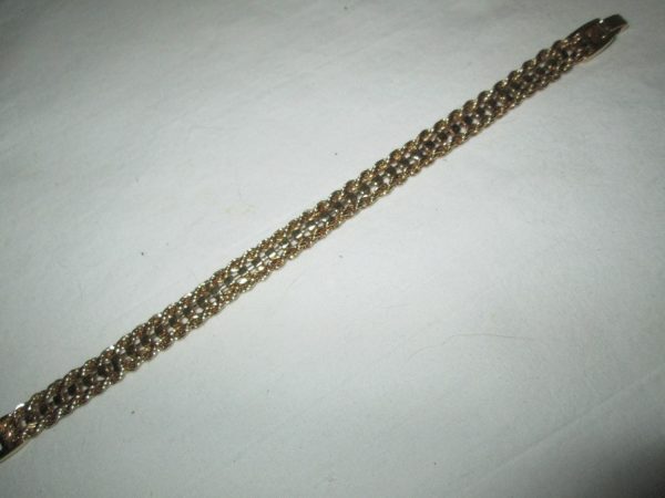 Vintage Gold tone bracelet Red and Clear Rhinestones Great Condition Nice Quality 3 strand bracelet