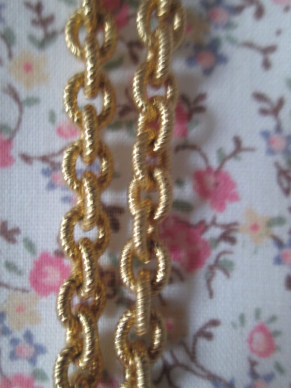 Vintage Mid Century Liz Claiborne Gold Tone Necklace purple green & pink beads
