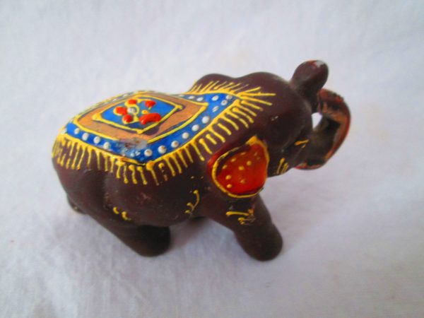 Vintage Mid Century Miniature Figurine Elephant Mid Century Japan Highly decorated