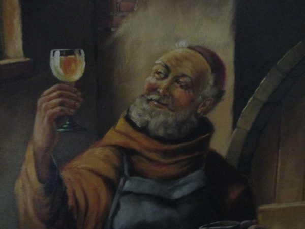Vintage Oil Print on canvas German Pub Owner Testing the Spirits Painting Wall hanging home decor Ornate gold frame