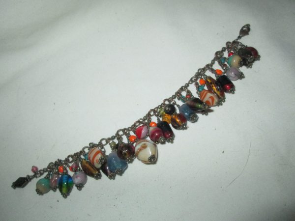 Vintage Stone Bracelet handing stones and metal Bronze chain and clasp