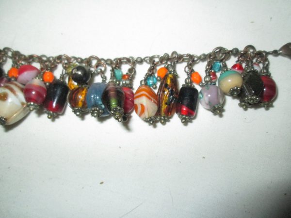 Vintage Stone Bracelet handing stones and metal Bronze chain and clasp