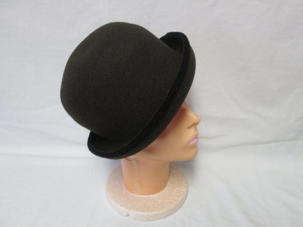 Vintage Wool Bowler Derby Hat 100% wool with velvet black trim Filippo Catarzi Italy Size 20