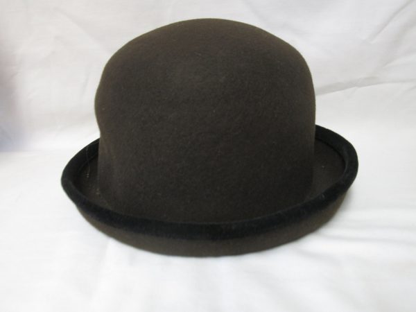 Vintage Wool Bowler Derby Hat 100% wool with velvet black trim Filippo Catarzi Italy Size 20