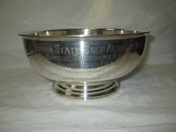 1936 Sterling .925 Fine 28oz. Engraved Alabama State Golf Association Annual Tournament Birmingham Country Club 2nd Flight Newton Allen Bowl