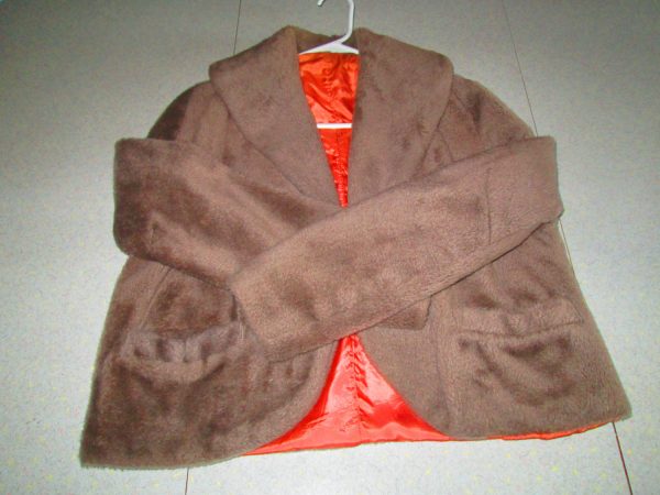 1950's Fantastic Women's short faux fur jacket with pockets large collar short jacket coat vintage womens coat jacket cover