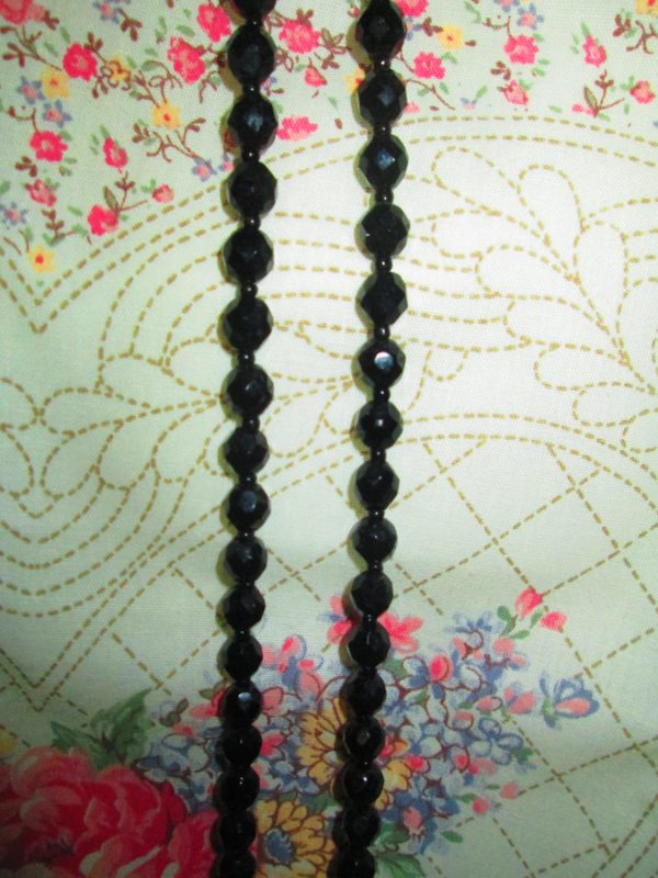 48" Jet Black Glass Bead Necklace Single Strand Versatile