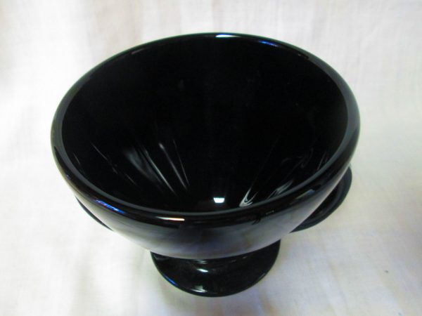 Antique Art Nouveau Vase Center piece Paneled inside Black Glass Vase Dish Bowl