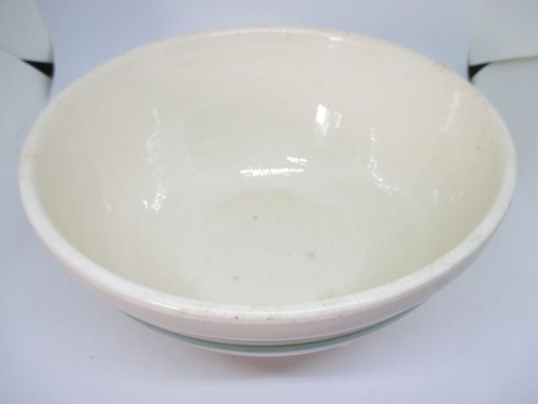 Antique Ceramic Mixing bowl Early piece with green rim cottage collectible home decor primitive display bowl