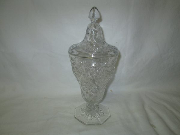 Antique crystal Early Covered Candy dish No damage Raised floral pattern Stunning for Mints for the holidays