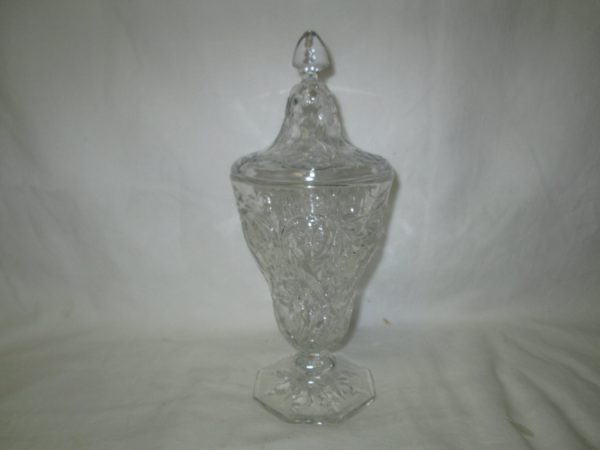 Antique crystal Early Covered Candy dish No damage Raised floral pattern Stunning for Mints for the holidays
