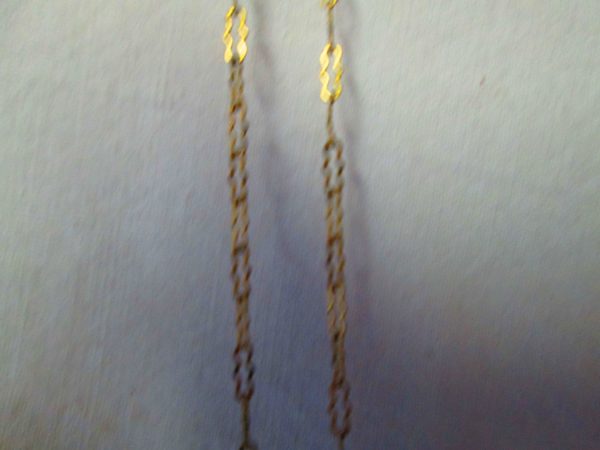 Antique Gold Tone chain with Amethyst color rhinestones and flower shape drop very nice old piece