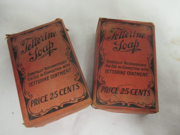 Antique Pair of Tetterine Bar Soaps for turn of the century Delightlfully Fragrant Cleansing a Good all purpose soap 3.25 oz bar