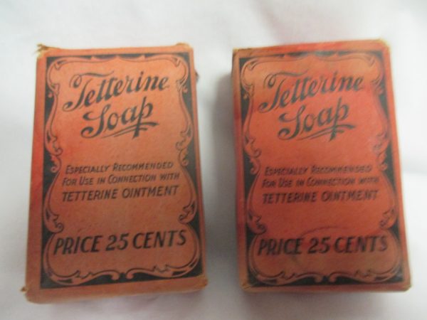 Antique Pair of Tetterine Bar Soaps for turn of the century Delightlfully Fragrant Cleansing a Good all purpose soap 3.25 oz bar