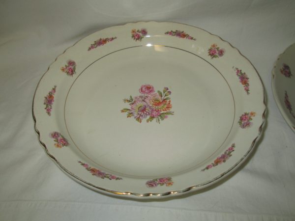 Antique Platter and Serving Bowl Large Floral France Opaque Porcelain Princesse