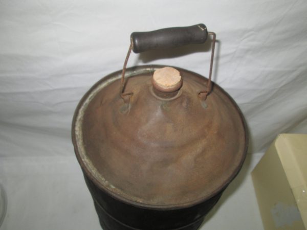 Antique Primitive 1800's Milk Can Bail wire handle wood cork top no threads wrapped in wood wire wraps Collectible Primitives RARE PIECE