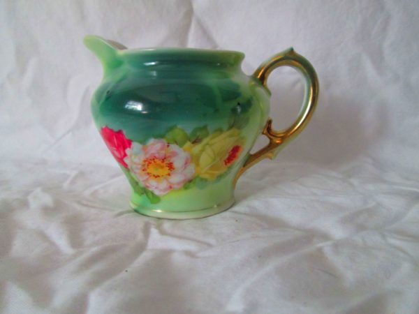 Antique Rare signed Royal Beyreuth Cream Pitcher Early piece Beautiful Condition with Roses Red Pink and Yellow