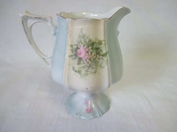 Antique RS Prussia Beautiful pedestal creamer pitcher tea coffee decor collectible fine bone china hand painted porcelain floral