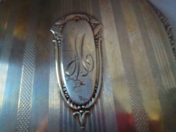 Antique S&B Saart Brothers Sterling Silver Vanity Mirror Brush Art Deco "M" Monogram