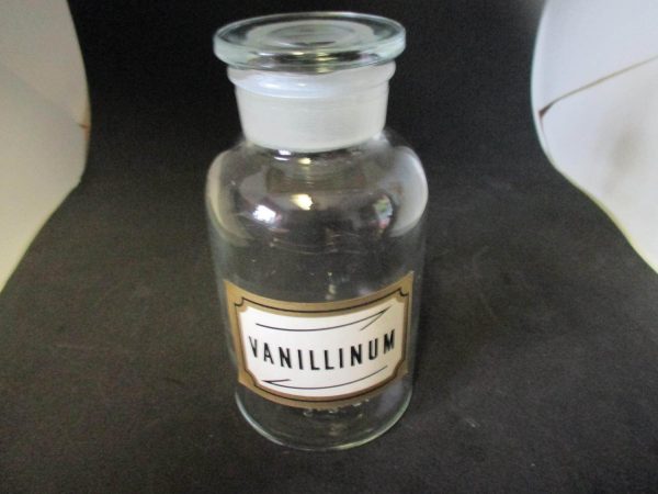 Antique Wheaton glass Pharmacy Jar Bottle Vanillinum collectible Pharmaceutical Display Medical Glass Medicine ground stopper