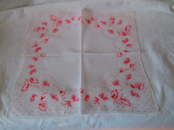 Beautiful Bright Pink white on white bright pink dots hankie handkerchief 12x12