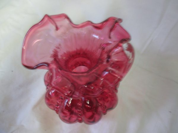 Beautiful Cranberry Glass Ewer Pitcher decanter vase
