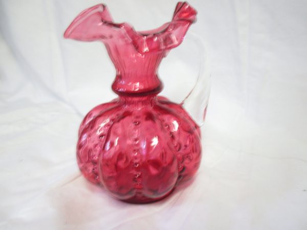 Beautiful Cranberry Glass Ewer Pitcher decanter vase