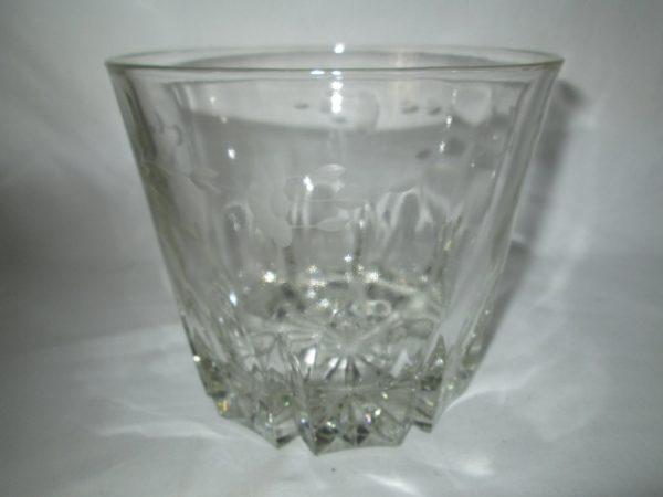 Beautiful Etched Glass Mid Century Ice Bucket Floral Etched pattern Large Glass Bowl Bucket
