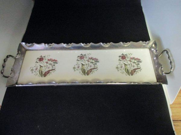 Beautiful Fine Porcelain Serving Tray Max Dannhorn 1895 Collectible display cottage farmhouse floral transferware
