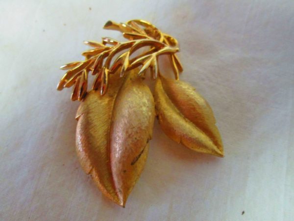Beautiful Goldtone Sarah Coventry Leaf brooch with tree branch Mid-Century Great Condition