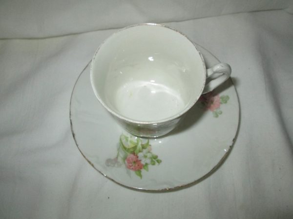 Beautiful Limoge France Demitasse Tea cup and Saucer pale peach flowers